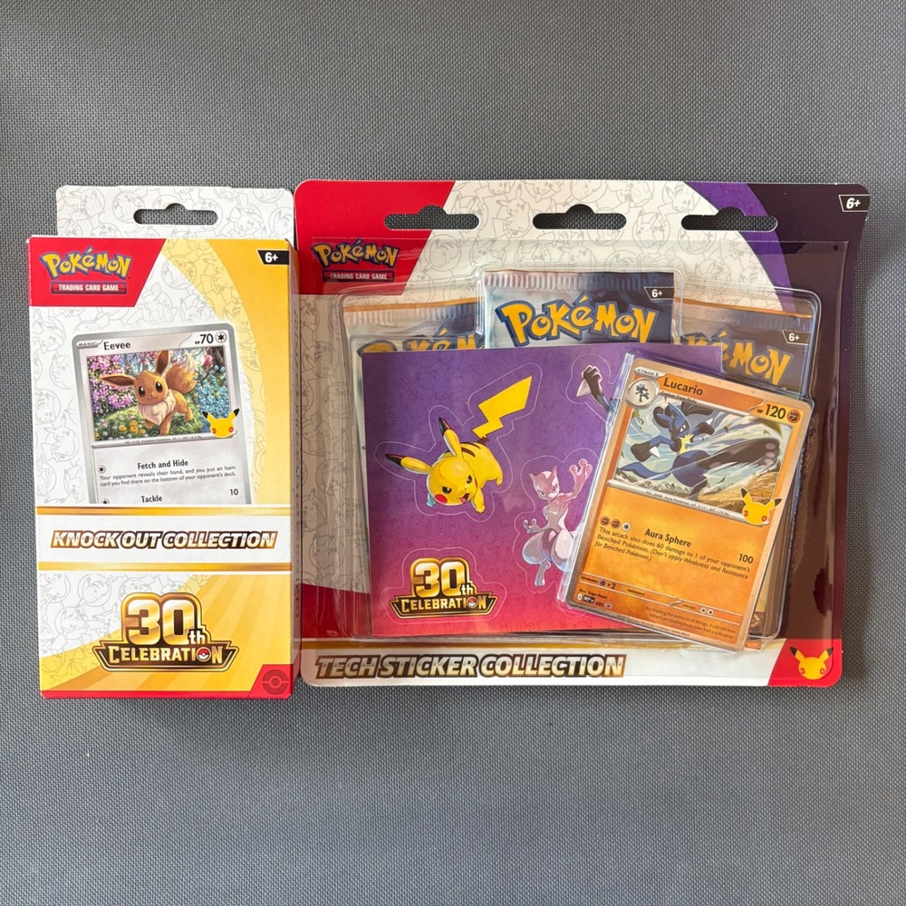 Pokemon TCG 30th Celebration Knock Out & Tech Sticker Collection Bundle Sealed